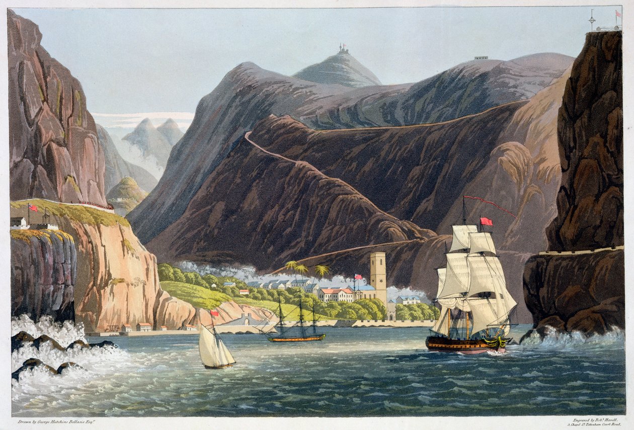 De wegen, St. Helena, 1815 door Robert Havell