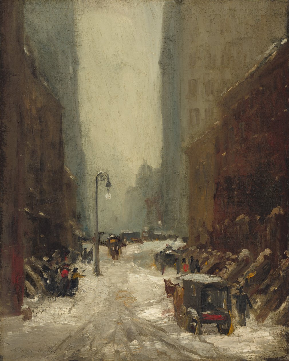 Sneeuw in New York, 1902 door Robert Henri