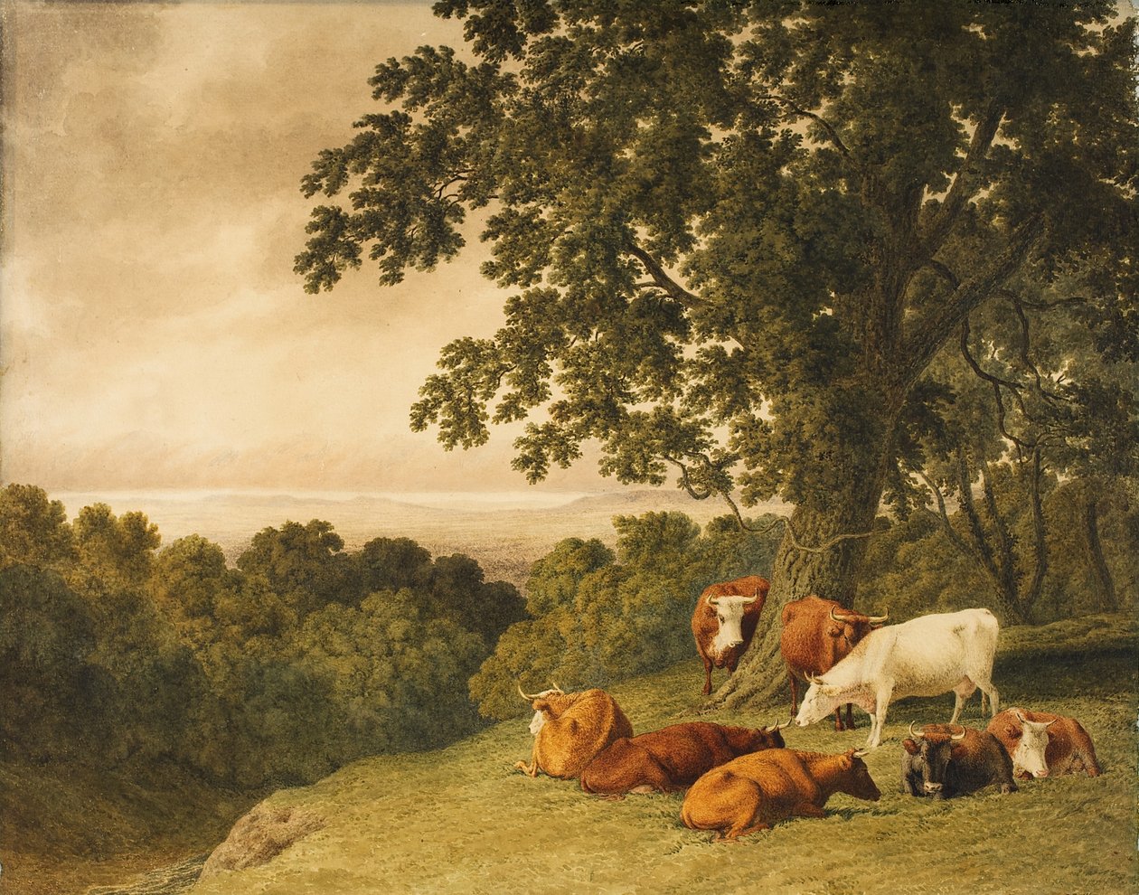 Landschap met vee, 1819 door Robert Hills