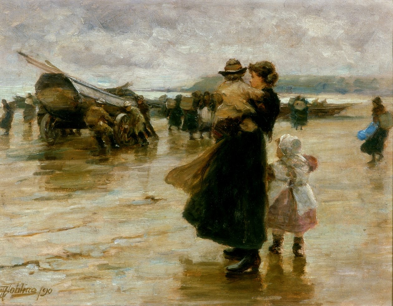 Het trekken van de boten, 1890 door Robert Jobling