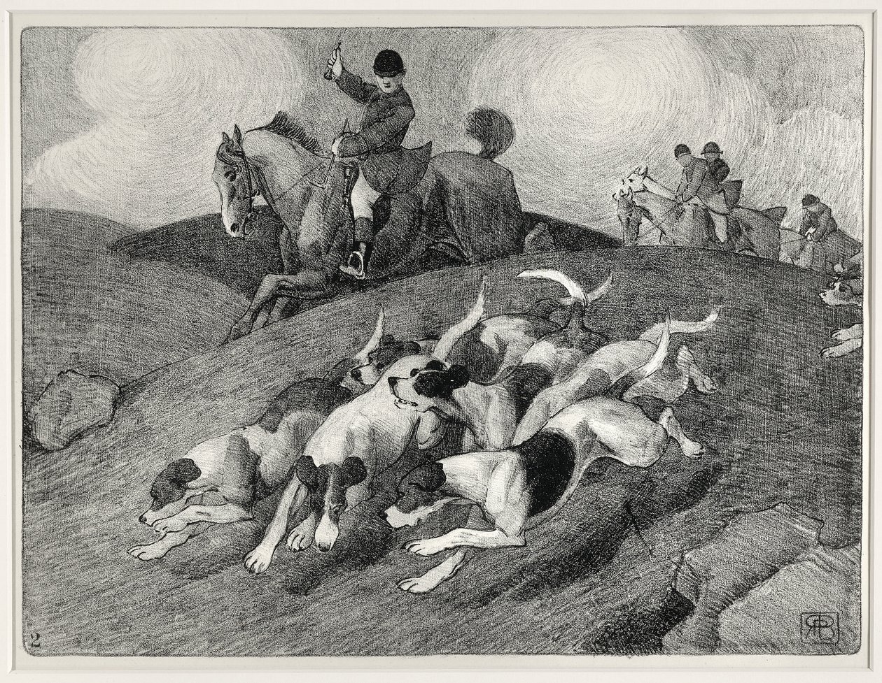 Jachtscène door Robert Polhill Bevan