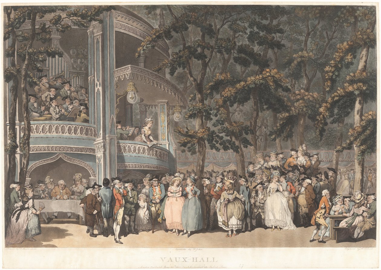 Vauxhall Gardens door Robert Pollard and Francis Jukes after Thomas Rowlandson, published by John Raphael Smith