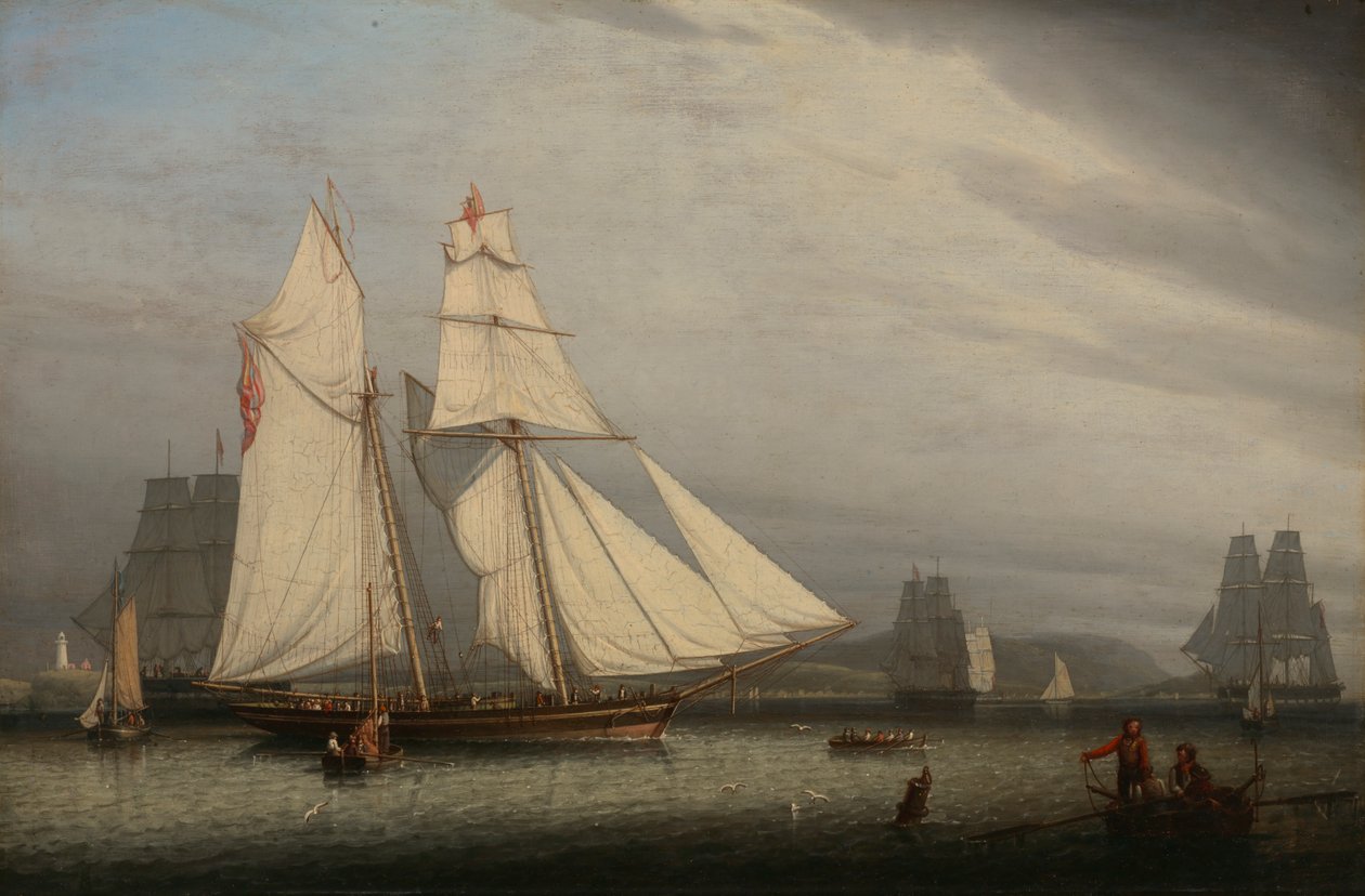Haven Scène, 1842 door Robert Salmon