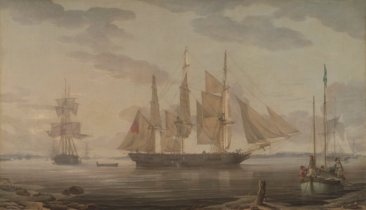 Schepen in de haven door Robert Salmon