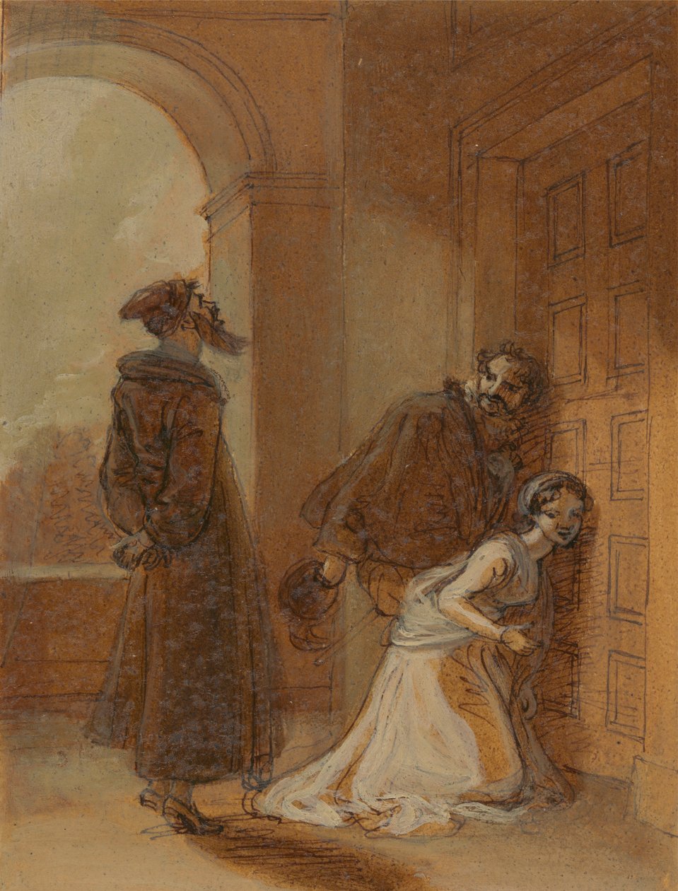 Feste, als Sir Topas, toesprekend Malvolio door Robert Smirke