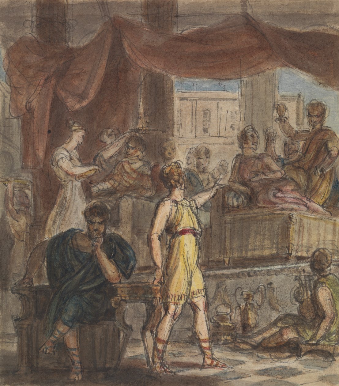 Studie van een Romeinse banketscène door Robert Smirke