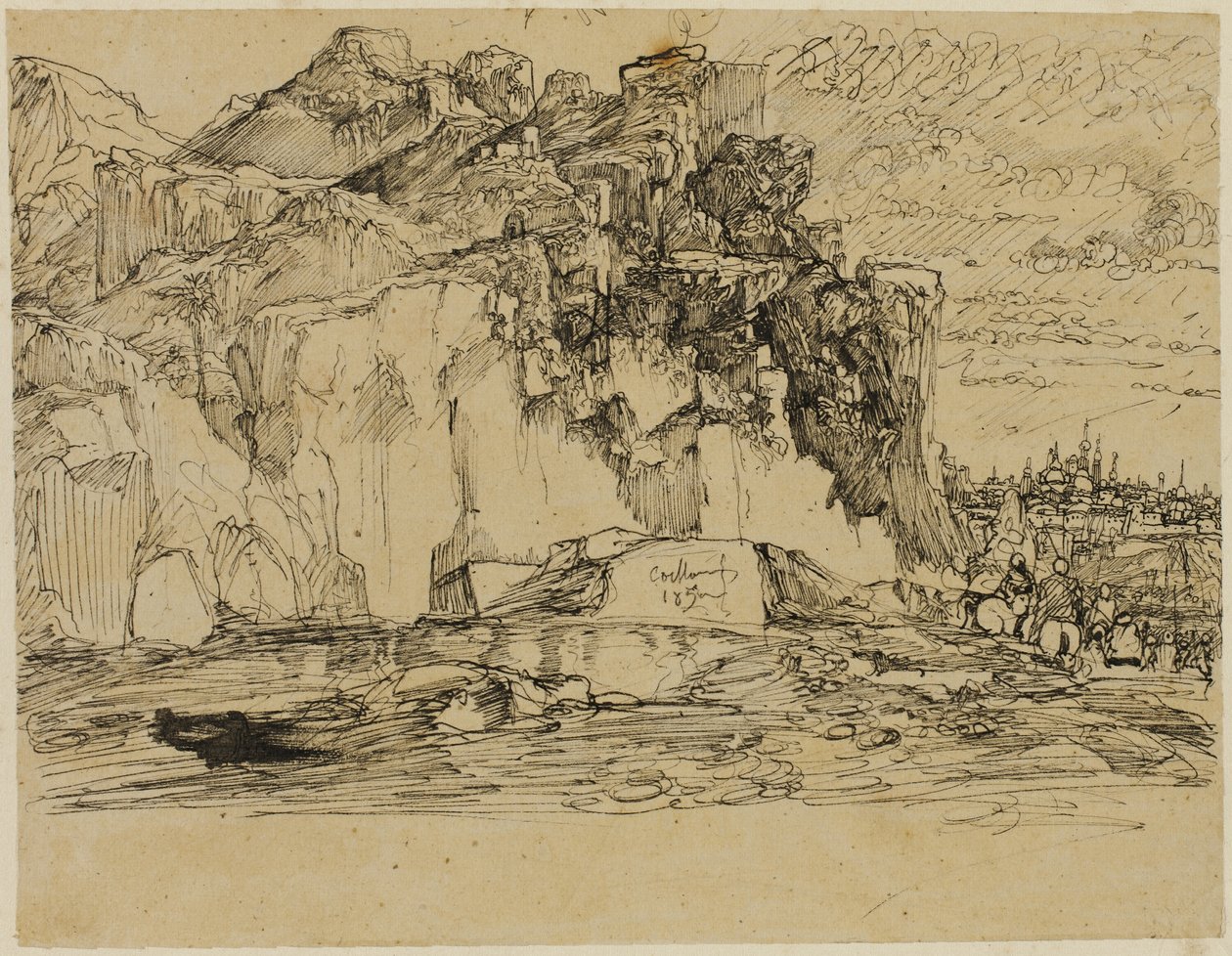 Kaukasisch landschap door Rodolphe Bresdin