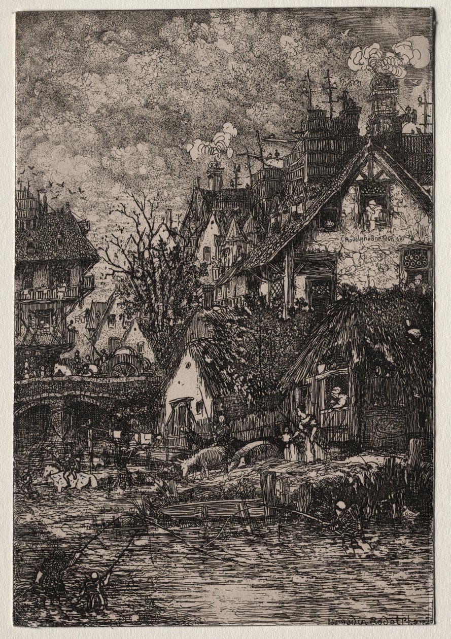 Ingang van een Dorp, 1861 door Rodolphe Bresdin