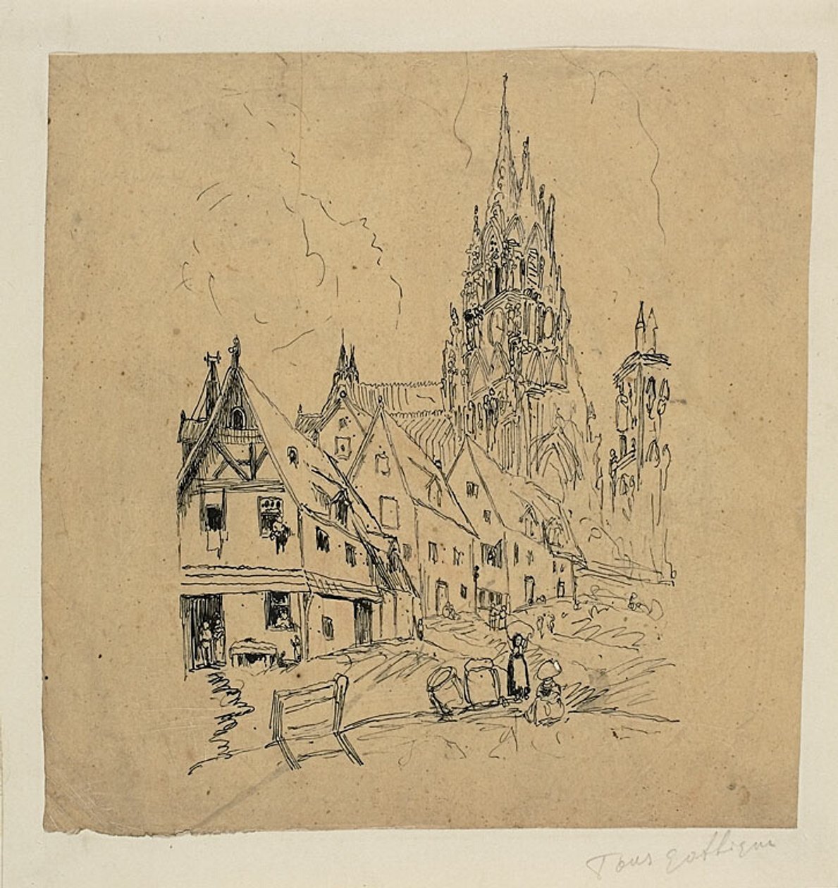 Gotische kathedraal door Rodolphe Bresdin