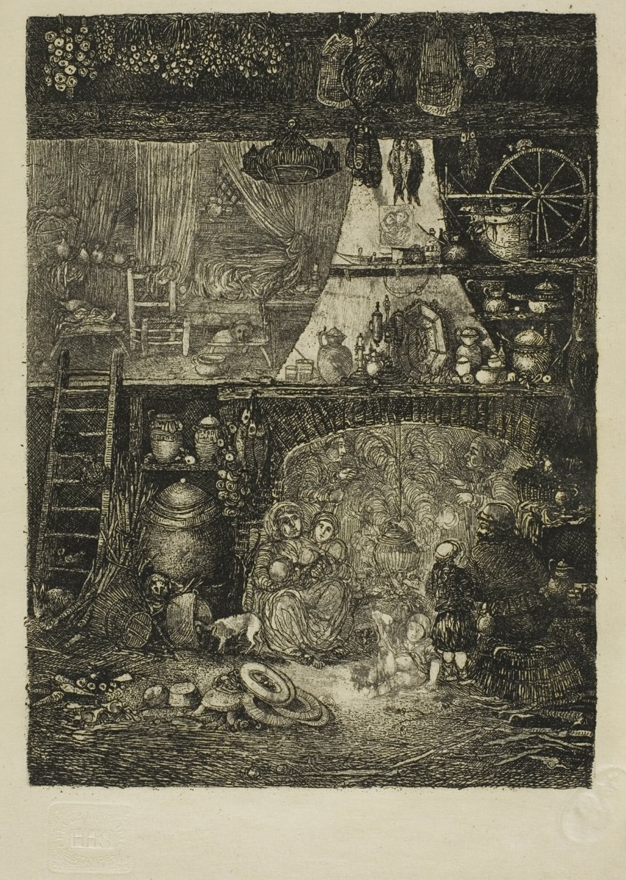Interieur, Boerenhuis in Haute-Garonne door Rodolphe Bresdin
