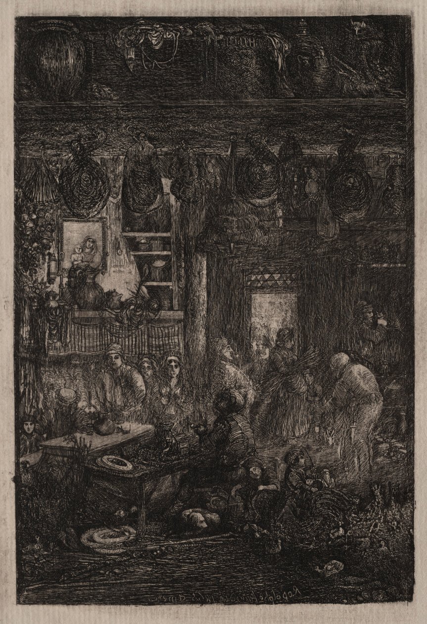 Moldavisch Interieur, 1865 door Rodolphe Bresdin