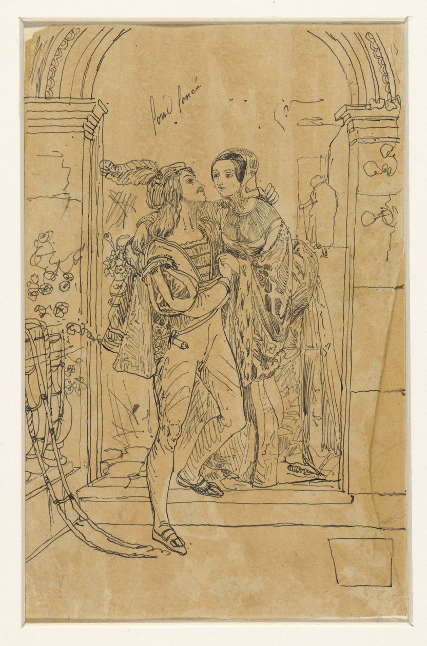 Romeo en Juliette in 15e eeuws kostuum door Rodolphe Bresdin