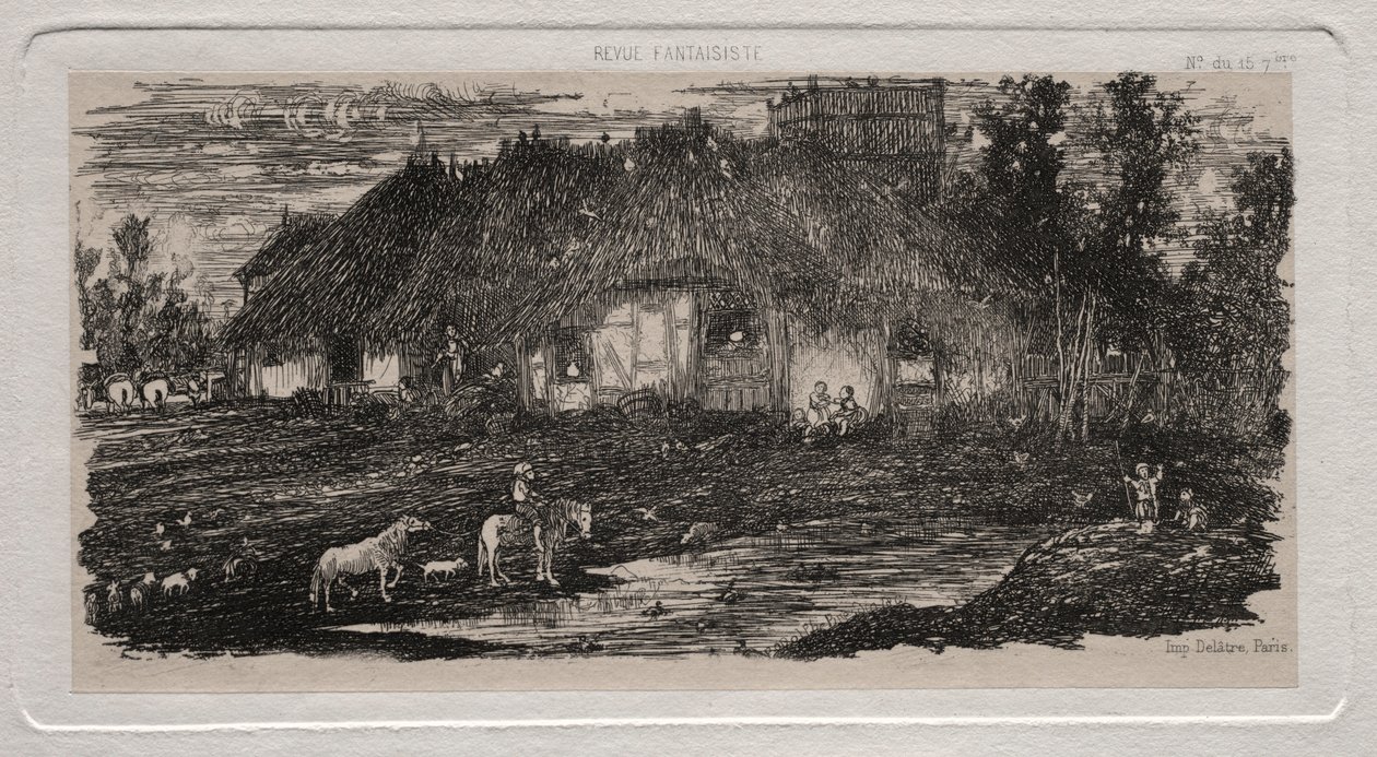 De boerderij, 1861 door Rodolphe Bresdin