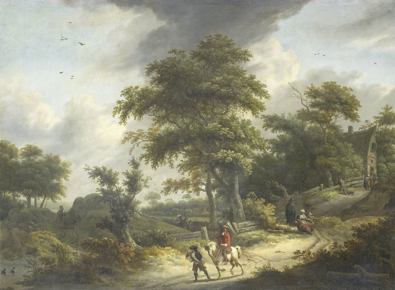 Landschap met valkenier door Roelof Jansz. van Vries