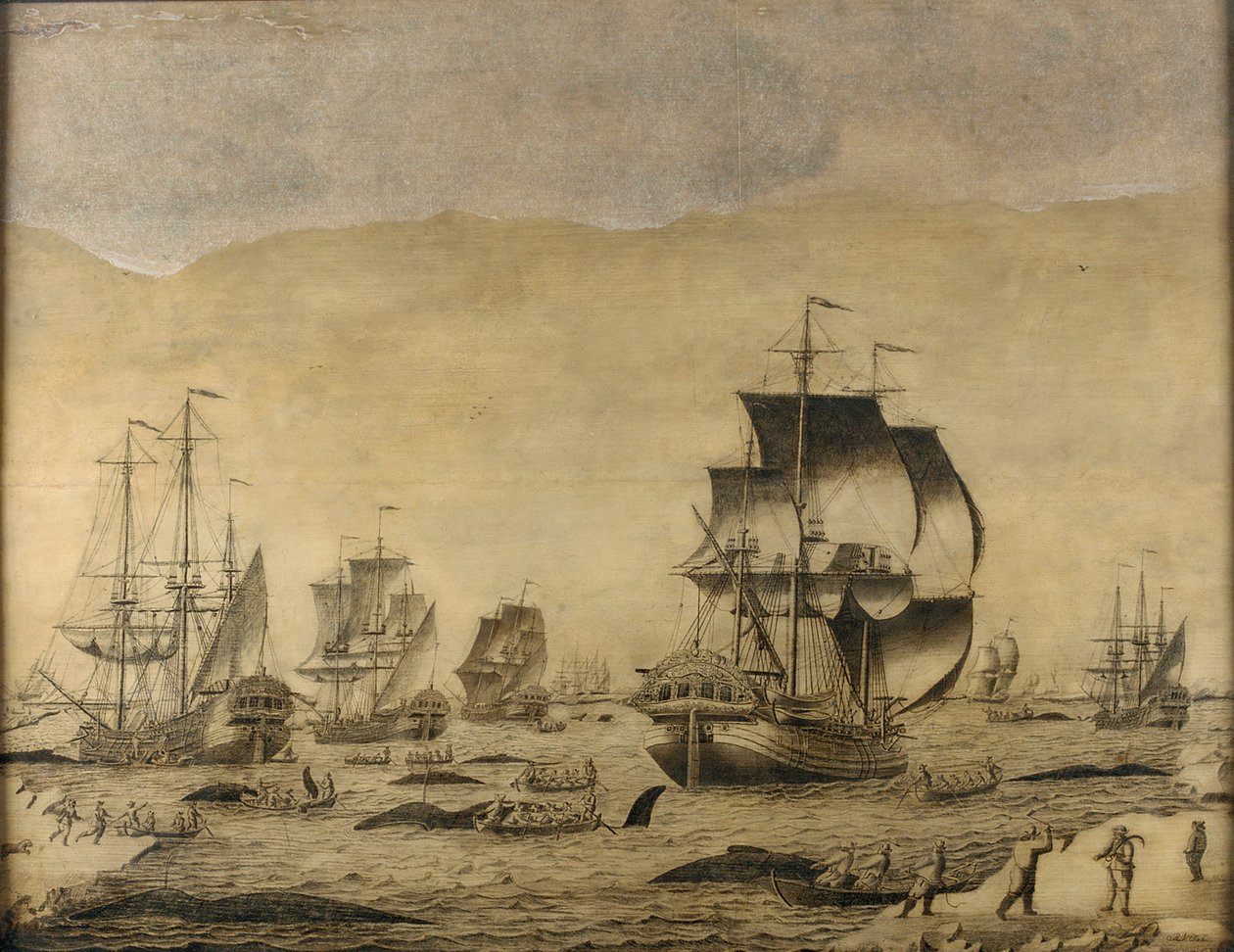 Nederlandse walvisvaarders in het ijs door Roelof van Salm