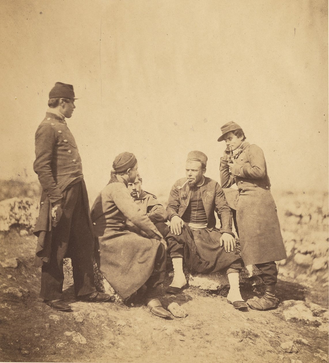 Zouaven en soldaten van de linie. door Roger Fenton