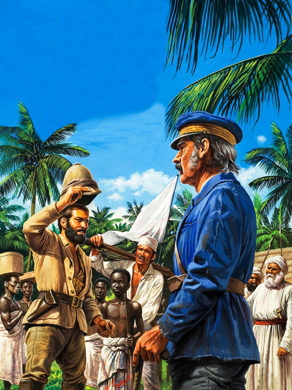Henry Stanley begroet David Livingstone door Roger Payne