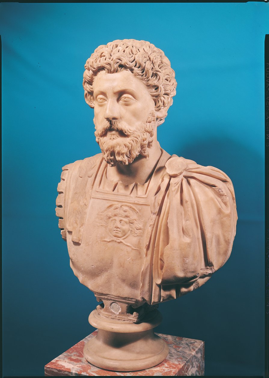 Buste van Marcus Aurelius (121-180) door Roman