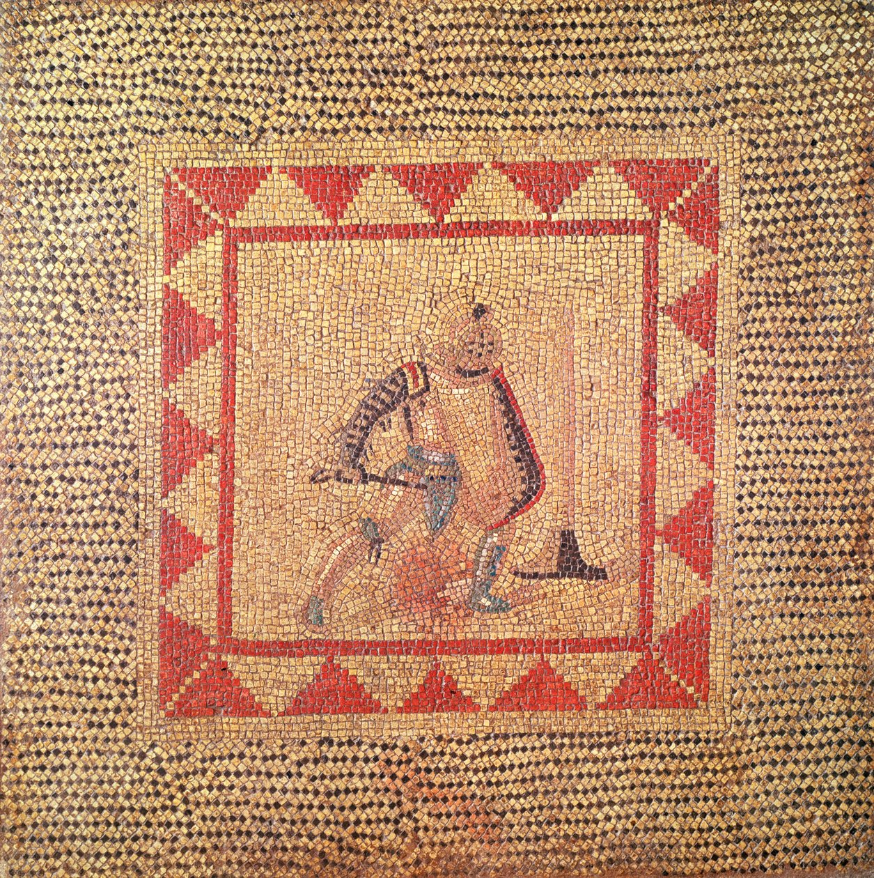 Vloer met een gladiator, uit Flace door Roman