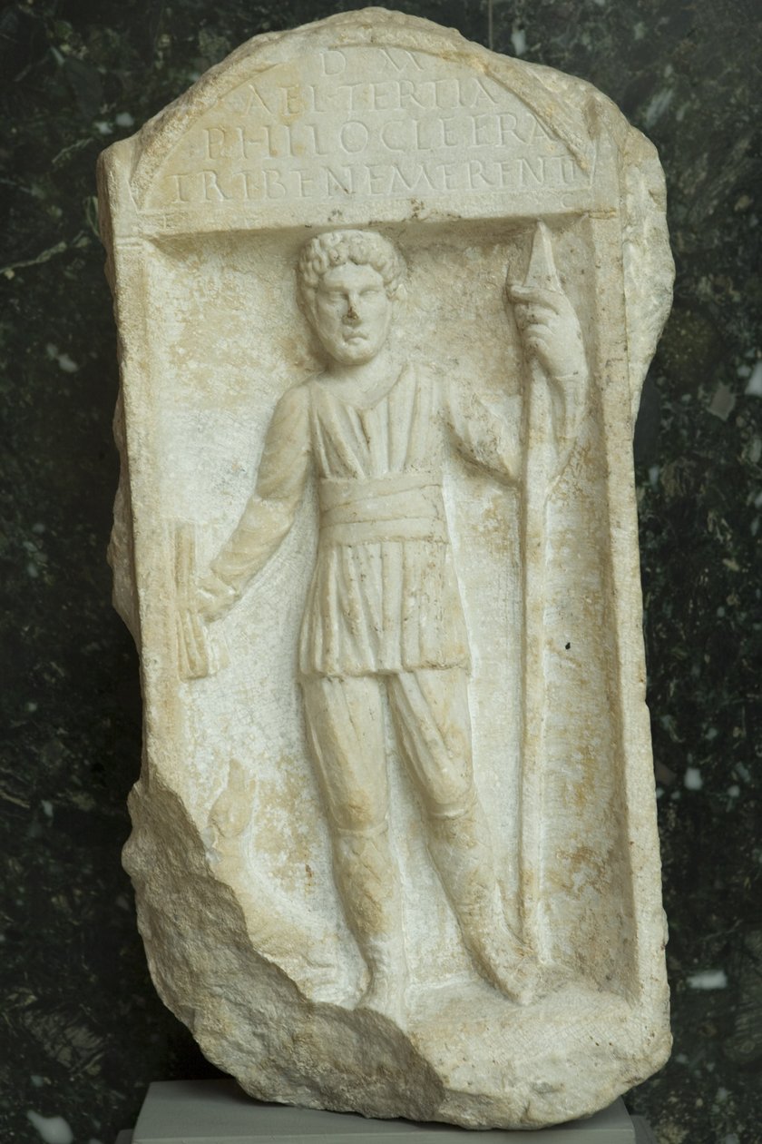 Funeraire stèle, Romeinse Keizerlijke Periode (30 v.Chr. - 500 n.Chr.) (marmer) door Roman