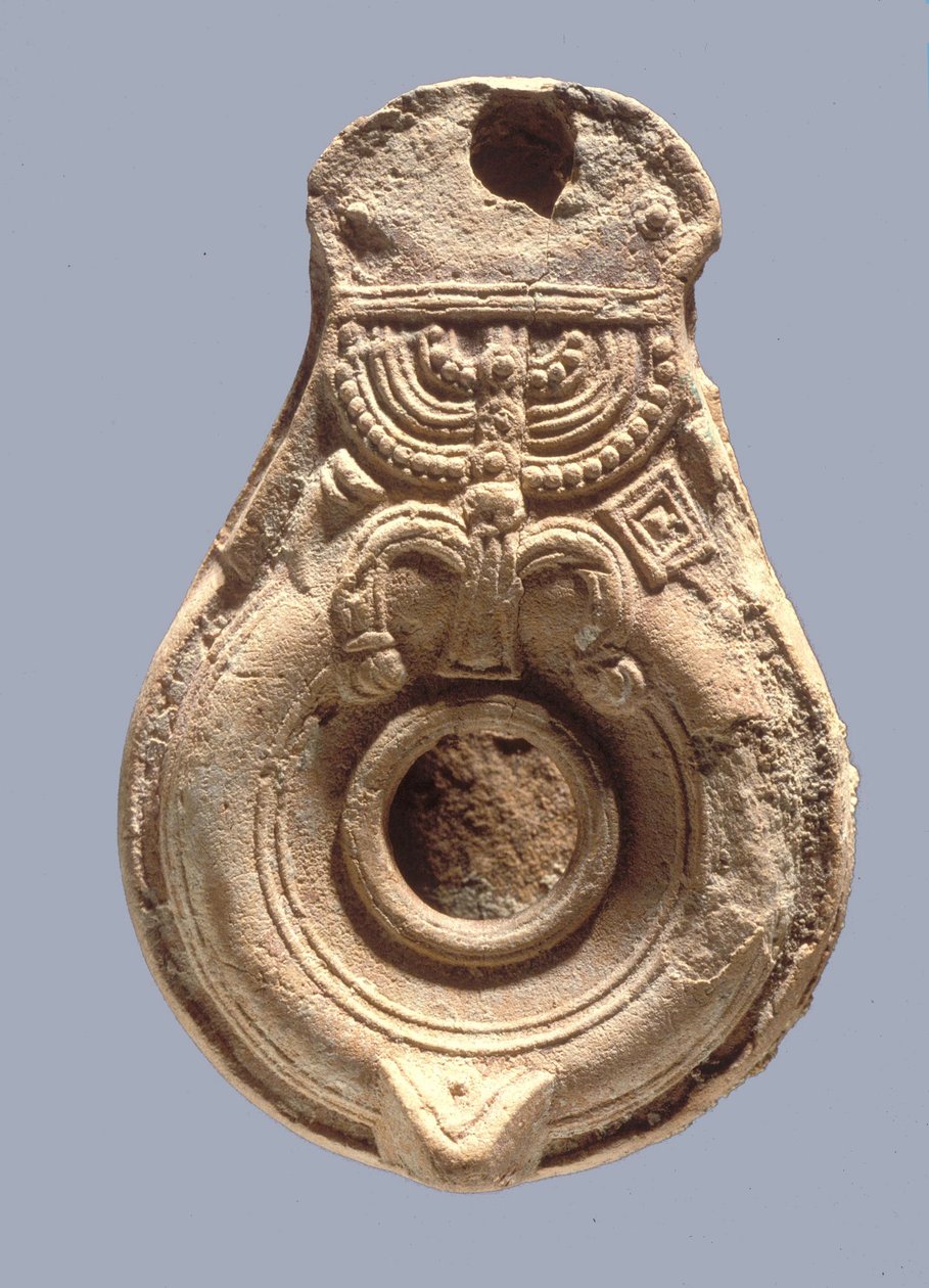 Olie Lamp Versierd met Joodse Symbolen door Roman