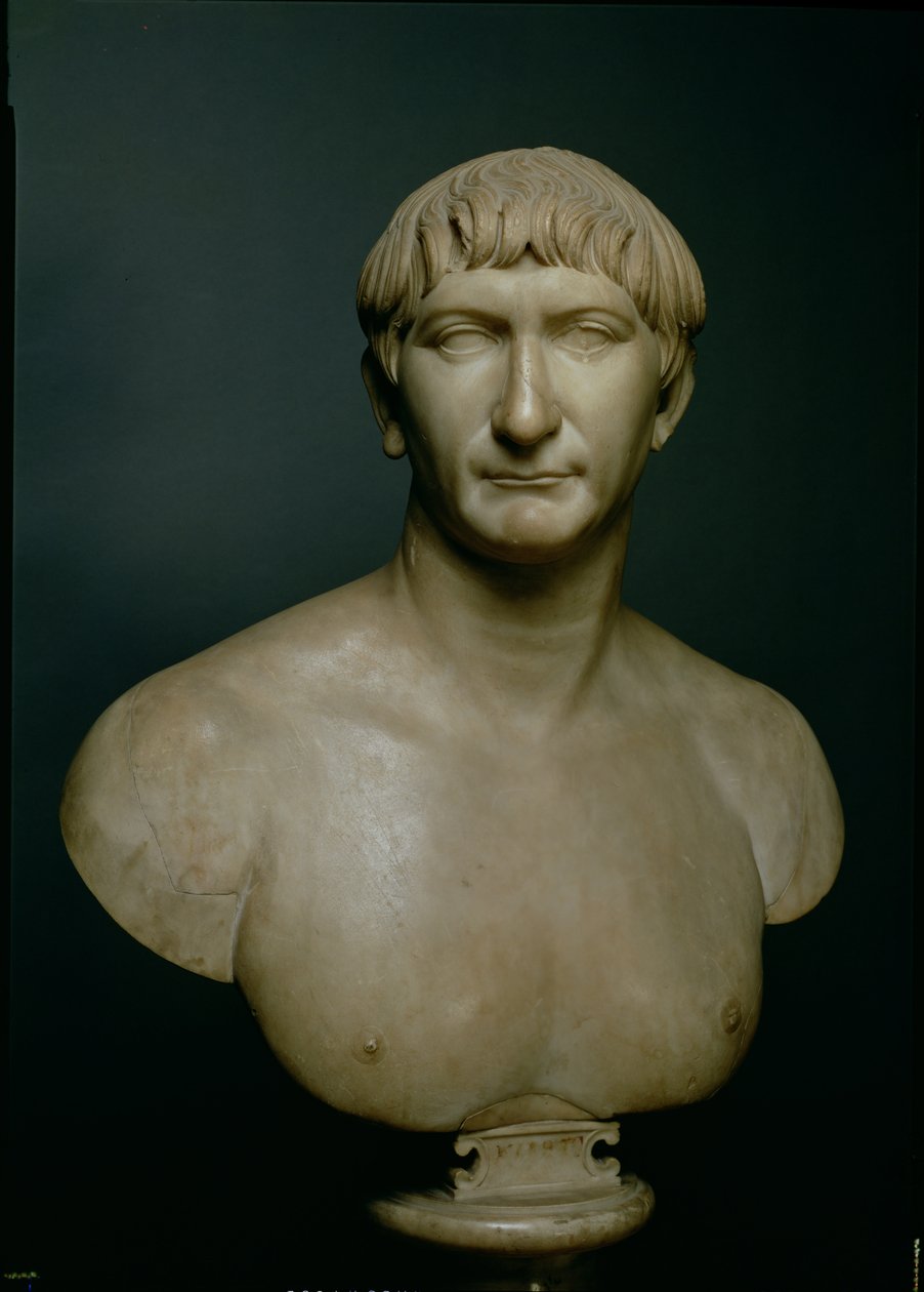 Portretbuste van keizer Trajanus, 1e-2e eeuw na Chr. door Roman