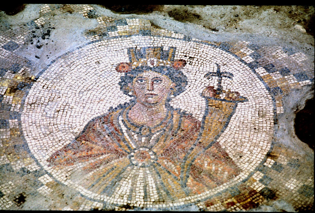 Portret van Tyche (mozaïek) door Roman