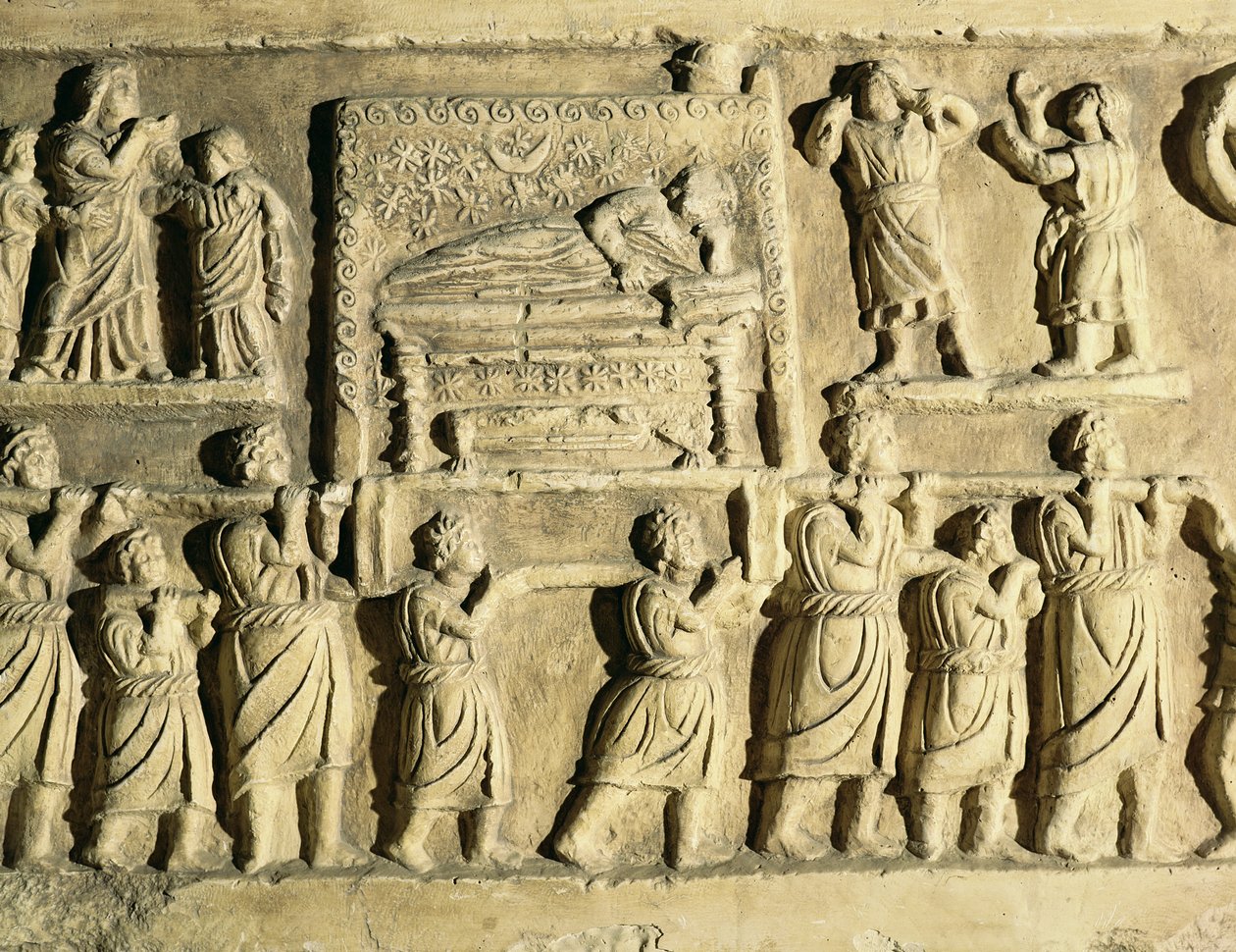 Reliëf dat een begrafenisscène toont door Roman