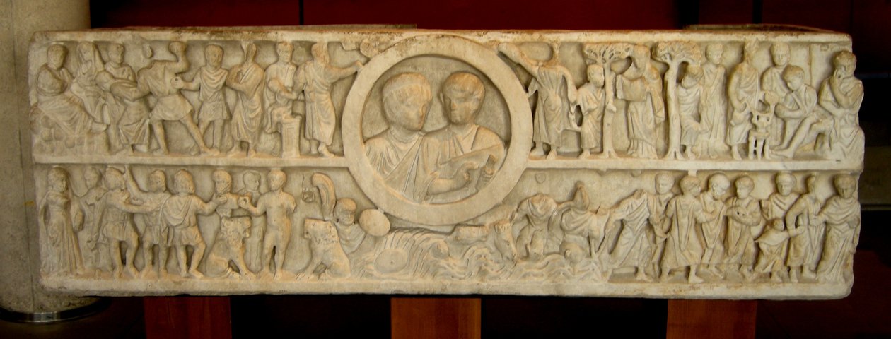 Sarcophagus van een Koppel met Scènes uit het Oude en Nieuwe Testament door Roman