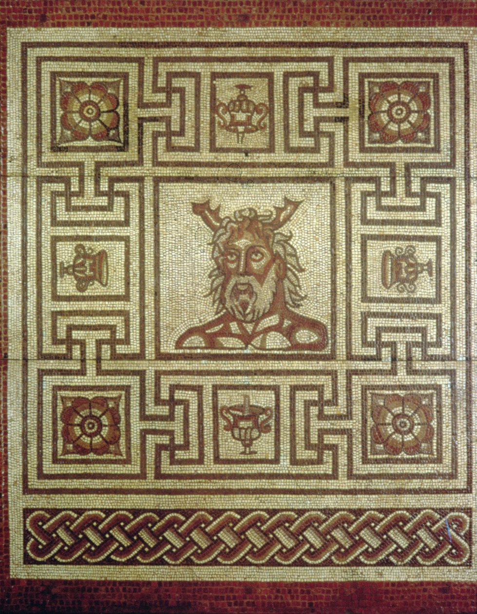 Zeegod mozaïek, Insula IV Gebouw 8, ca. 160-190 AD (mozaïek) door Roman
