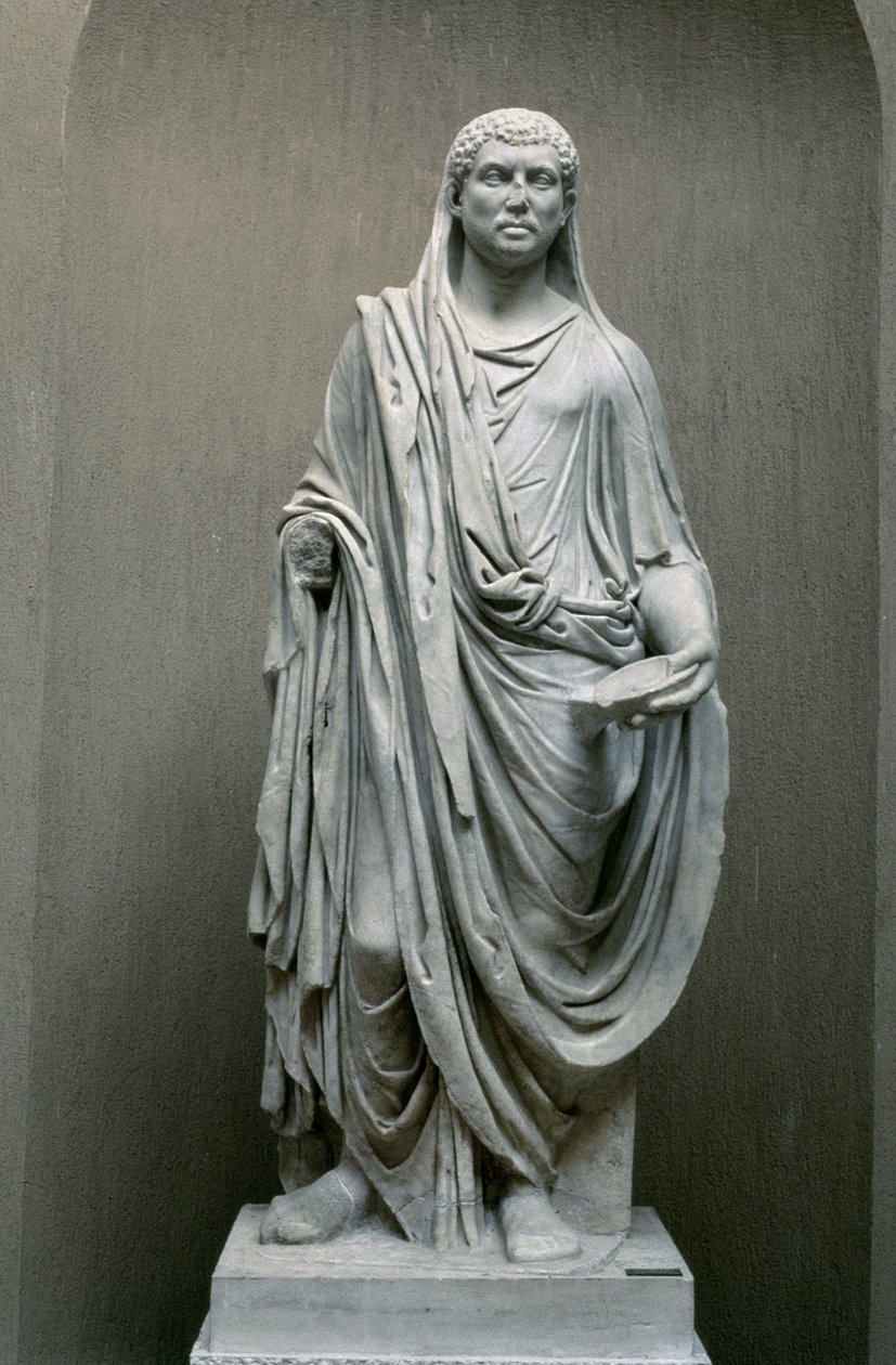 Standbeeld van keizer Maxentius (306-312 AD) als Pontifex Maximus door Roman