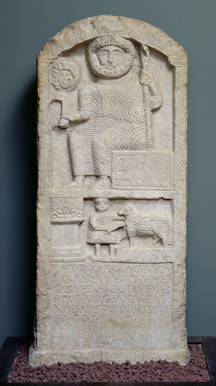 Stele gewijd aan Saturnus, uit El-Ayaida, 323 AD door Roman