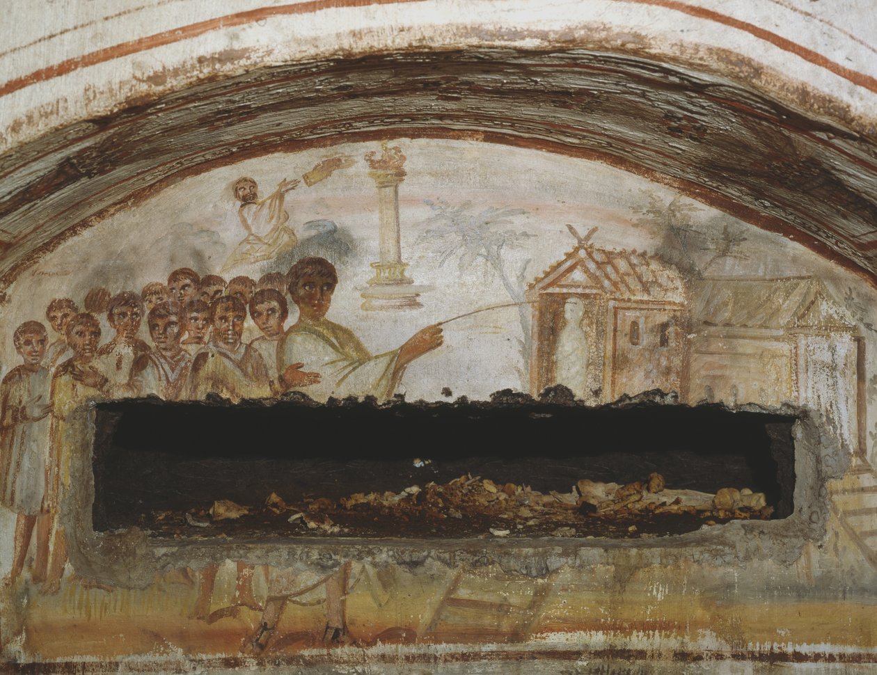 De Opwekking van Lazarus, Catacomben van Via Latina, Rome door Roman