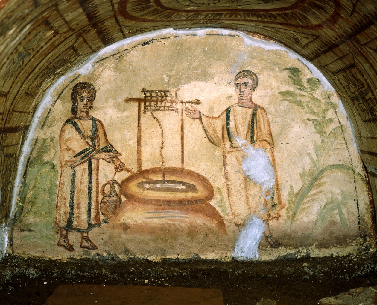 De Samaritaanse vrouw bij de bron, Catacomben van Via Latina, Rome door Roman