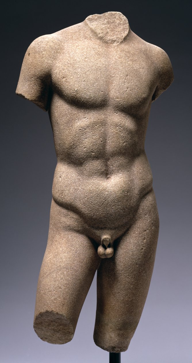 Torso van een naakte jongeling (marmer) door Roman