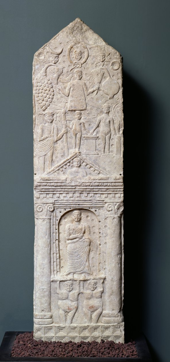 Votief stèle gewijd aan Saturnus, uit Maghroua (oud Macota) 2e-3e eeuw door Roman