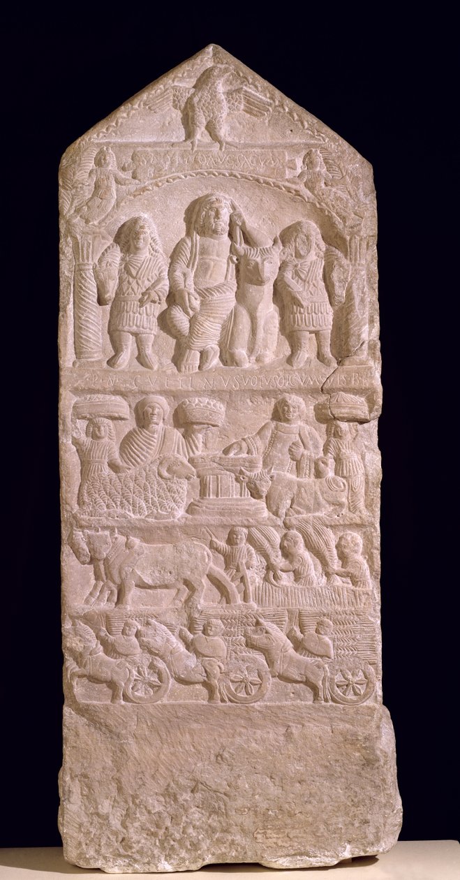 Votief stèle gewijd aan Saturnus, de Boglio Stèle, 3e-4e eeuw door Roman
