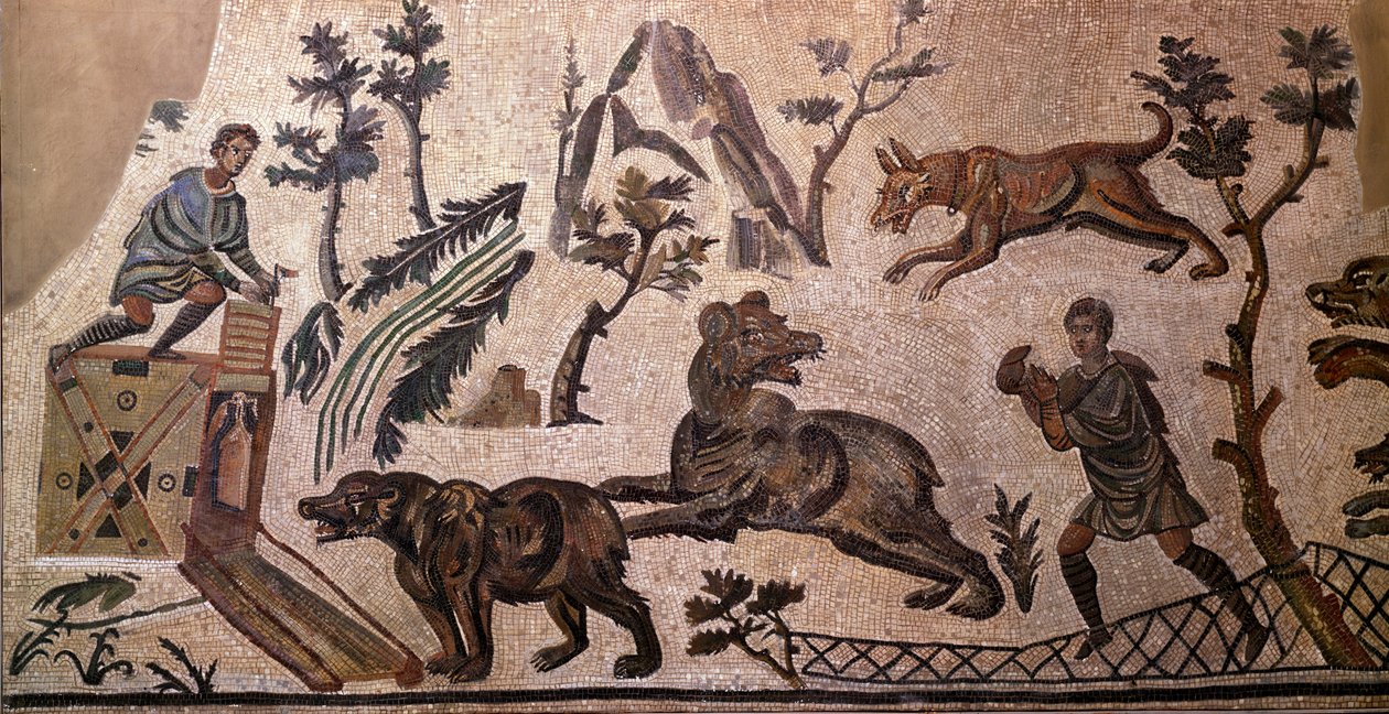 Berenjacht (mozaïek, 4e eeuw v.Chr.) door Roman