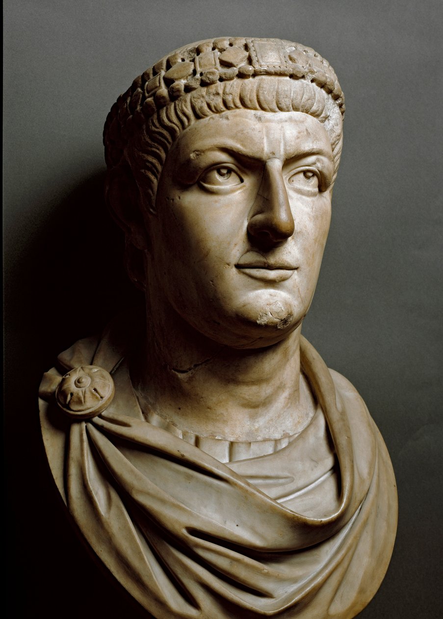 Buste van Constantijn de Grote (marmeren sculptuur) door Roman