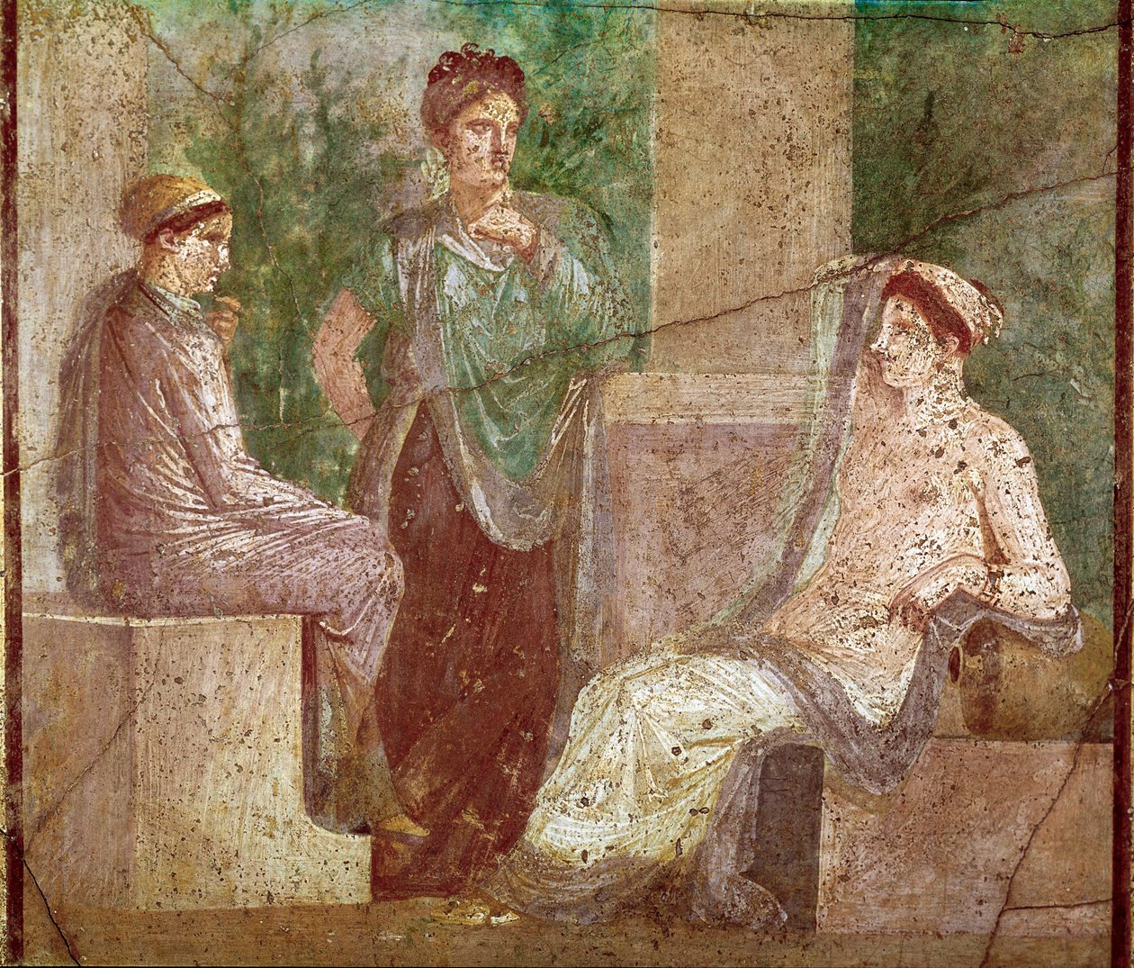 Gesprek van vrouwen (fresco) door Roman