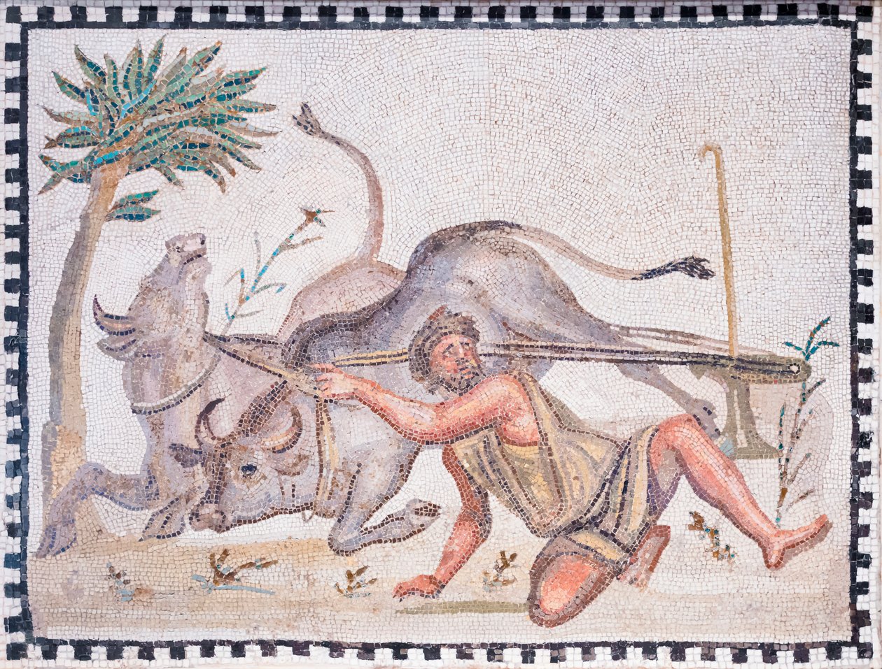 De ploeger met ossen, 3e-4e eeuw door Roman