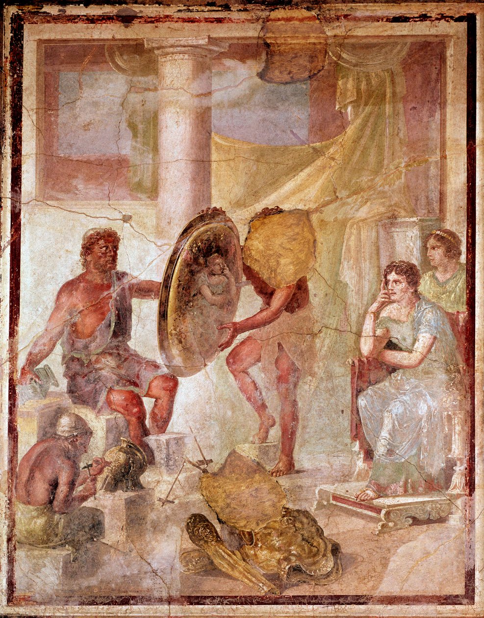 Thetis bij de smidse van Vulcanus (fresco) door Roman