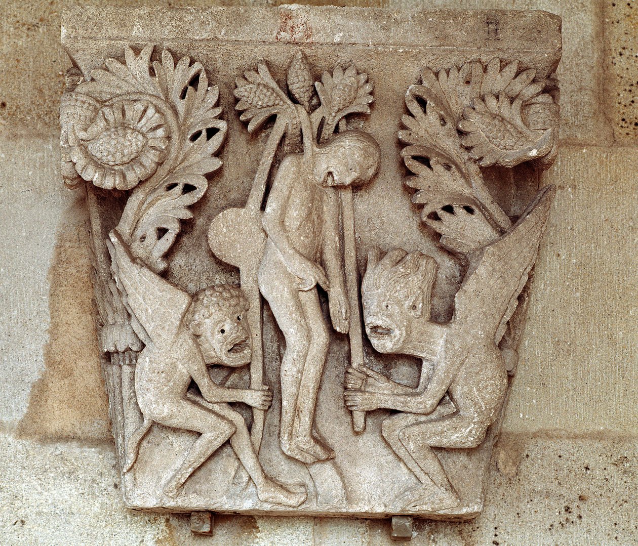 Ophanging van Judas (gesneden kapiteel) door Romanesque