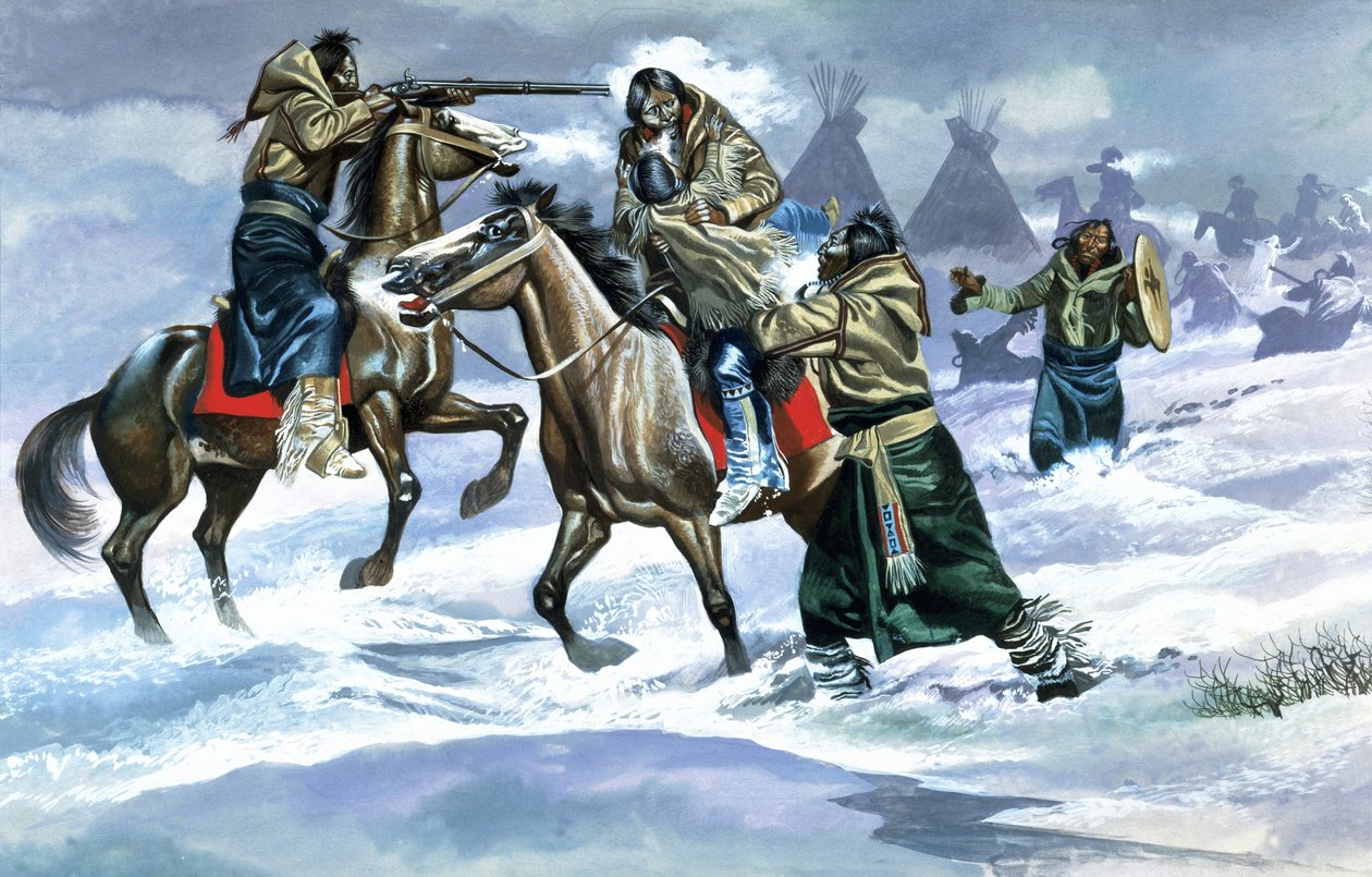 Indianen in de sneeuw door Ron Embleton