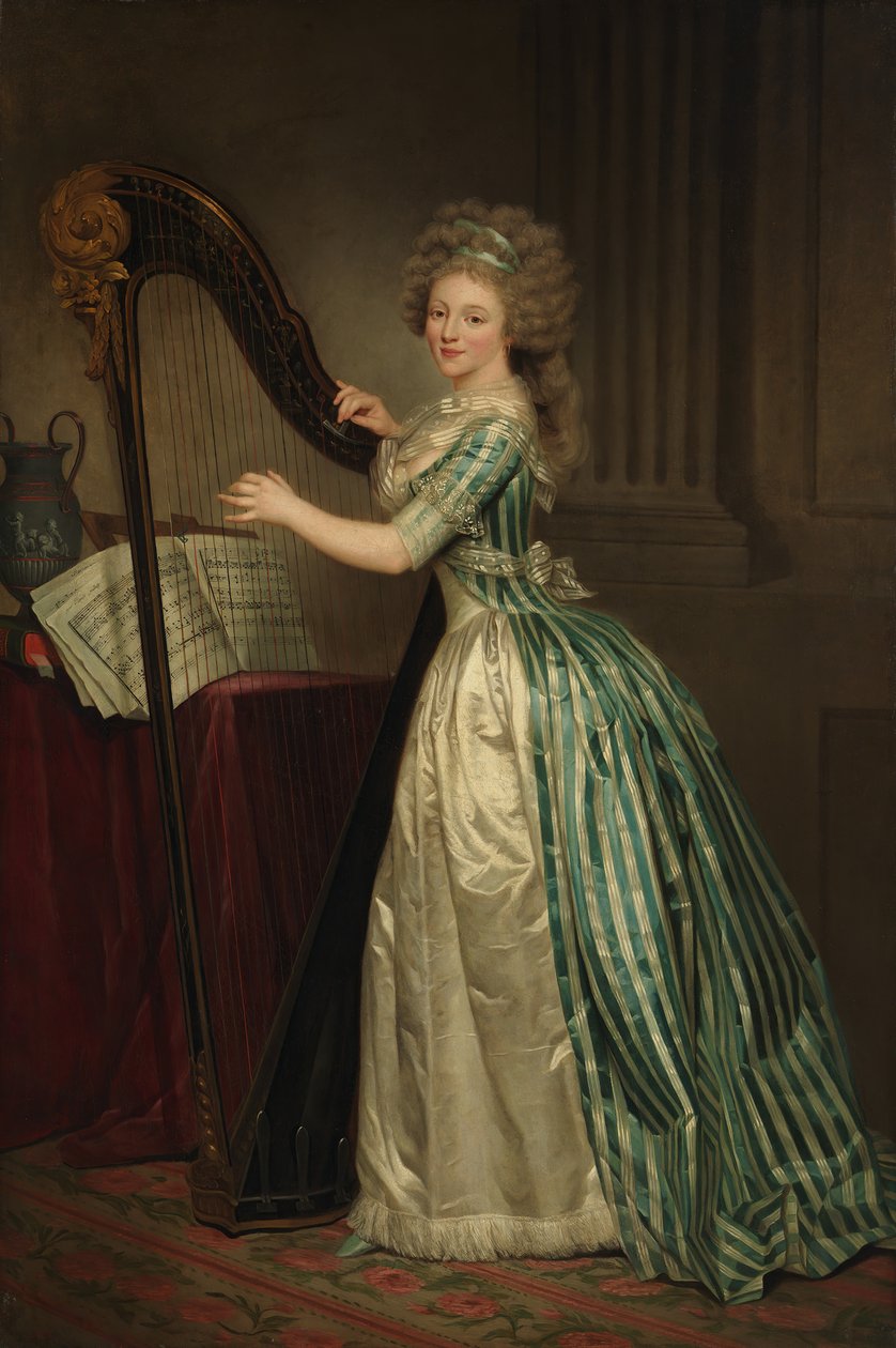 Zelfportret met een harp, 1791 door Rose Adelaide Ducreux
