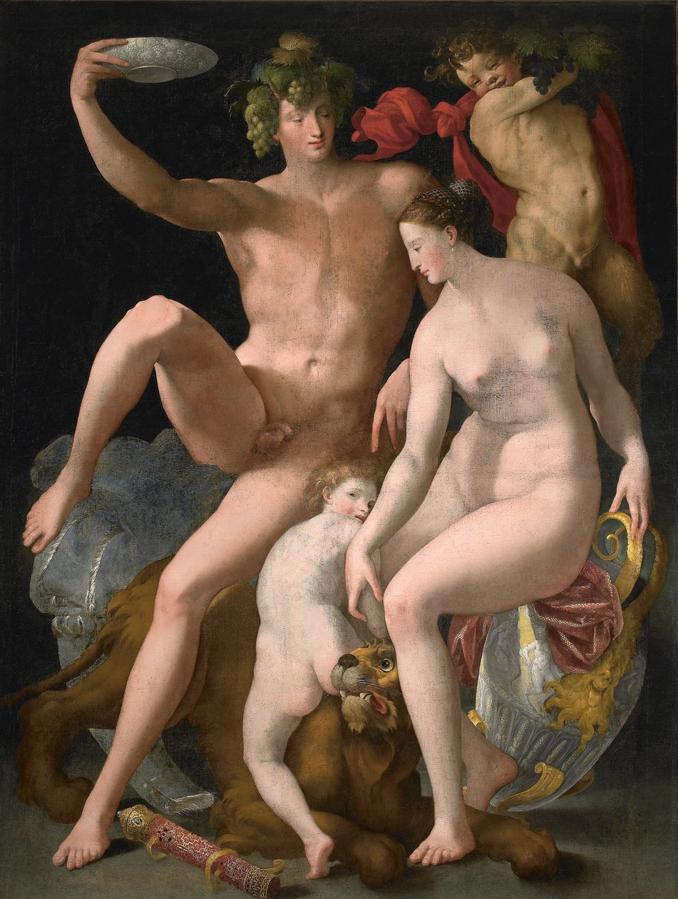 Bacchus, Venus en Cupido, ca. 1535 door Rosso Fiorentino