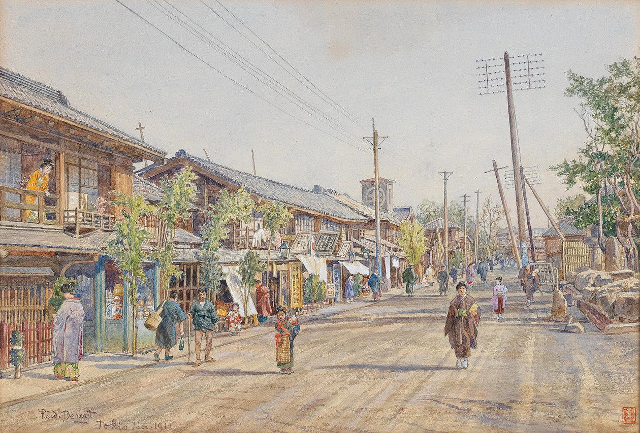 Straat in Tokio door Rudolf Bernt