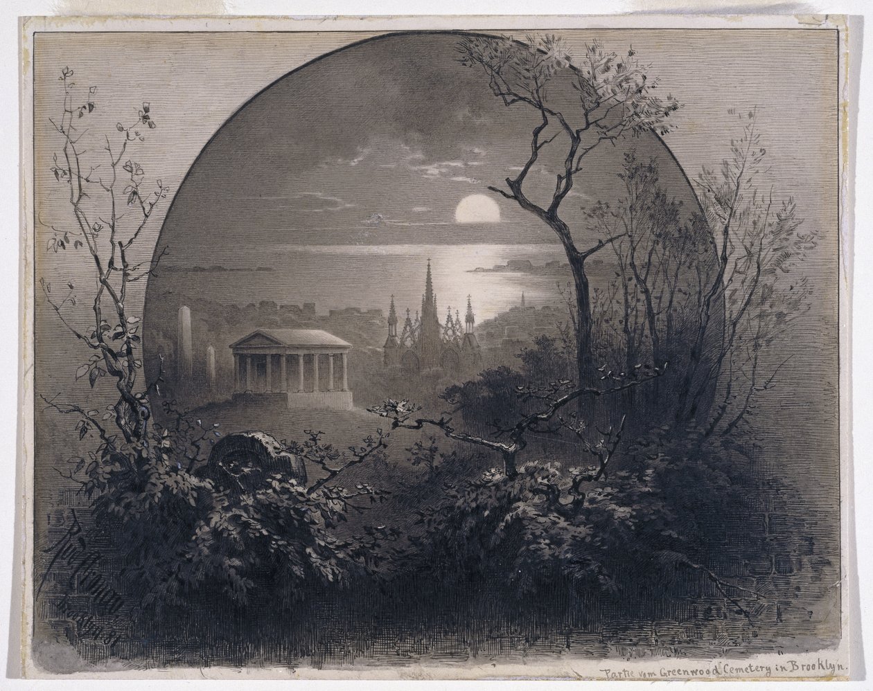 Uitzicht vanaf Greenwood Cemetery, Brooklyn, 1881 door Rudolf Cronau