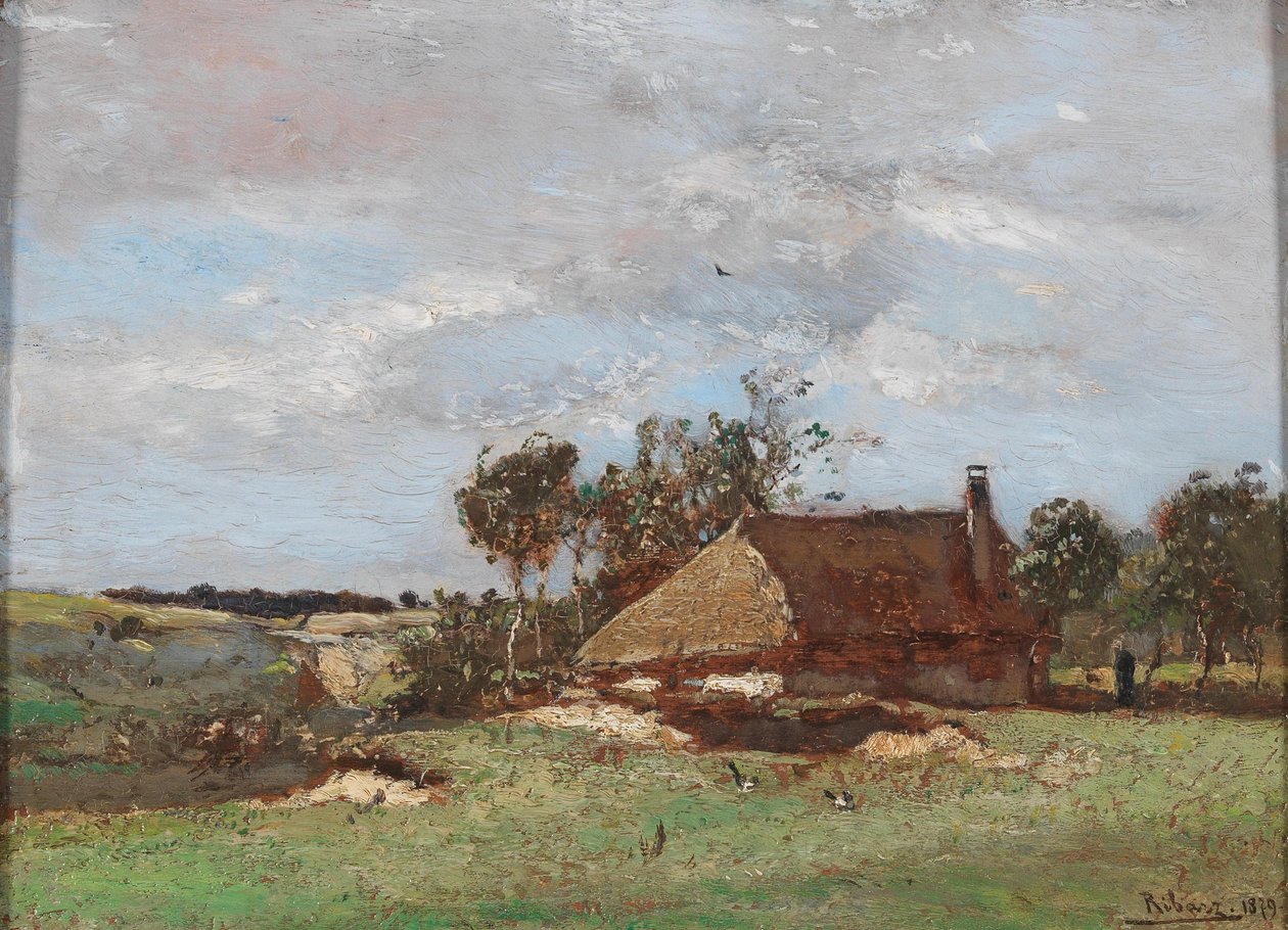 Landschap met boerderij door Rudolf Ribarz