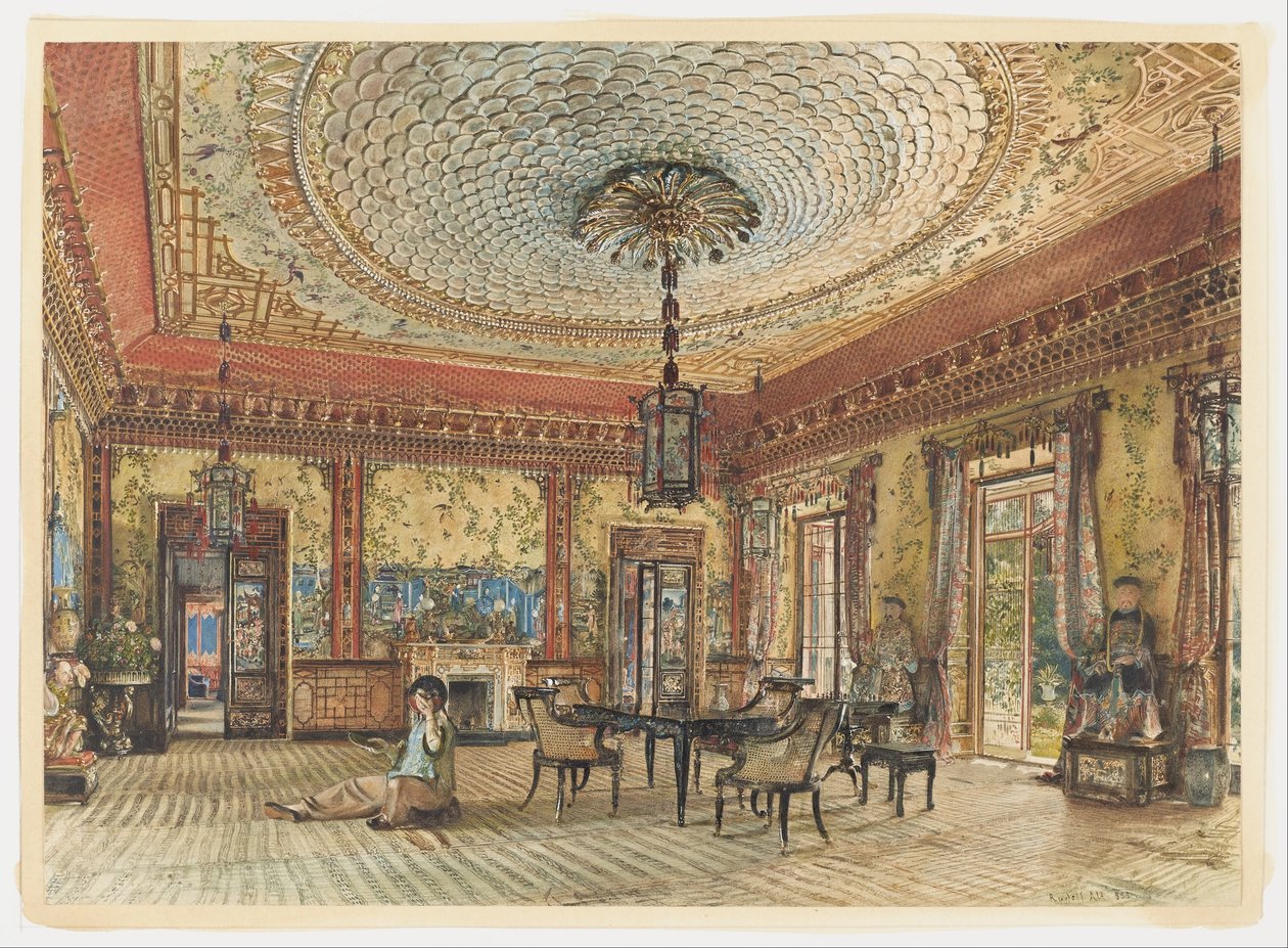 De Japanse salon, Villa Hügel, Hietzing, Wenen door Rudolf von Alt